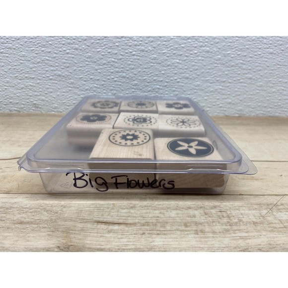 Stampin Up Big Flowers Set Of 8 Wood Mounted Rubber Stamps - Picture 4 of 4